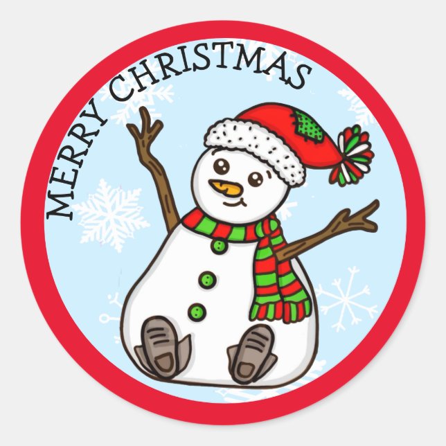 Fröhliche Weihnachten Niedlicher Pump Snowman Runder Aufkleber (Vorderseite)