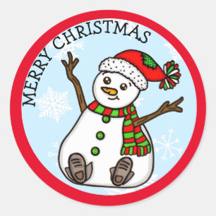 Fröhliche Weihnachten Niedlicher Pump Snowman Runder Aufkleber
