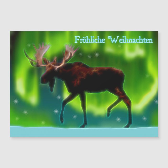 Fröhliche Weihnachten - Nordlichtmoose Magnetkarte (Vorderseite)