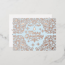 Fröhliche Weihnachten Pastel Blue.Personalisiert. Folien Feiertagspostkarte