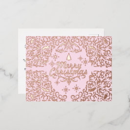 Fröhliche Weihnachten Pastel Pink.Personalisiert. Folien Feiertagspostkarte