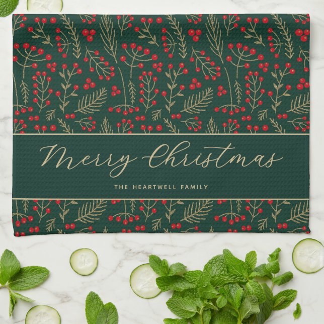 Fröhliche Weihnachten Personalisierte dunkle Botan Geschirrtuch (Gefaltet)