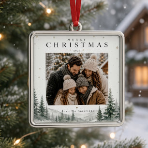 Fröhliche Weihnachten Personalisiertes Familienfot Ornament Aus Metall