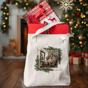 Fröhliche Weihnachten Personalisiertes Familienfot Tragetasche