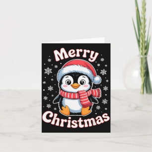 Fröhliche Weihnachten Pinguin Süße Santa Hut Schne Karte