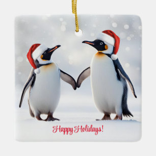 Fröhliche Weihnachten Pinguine Keramikornament