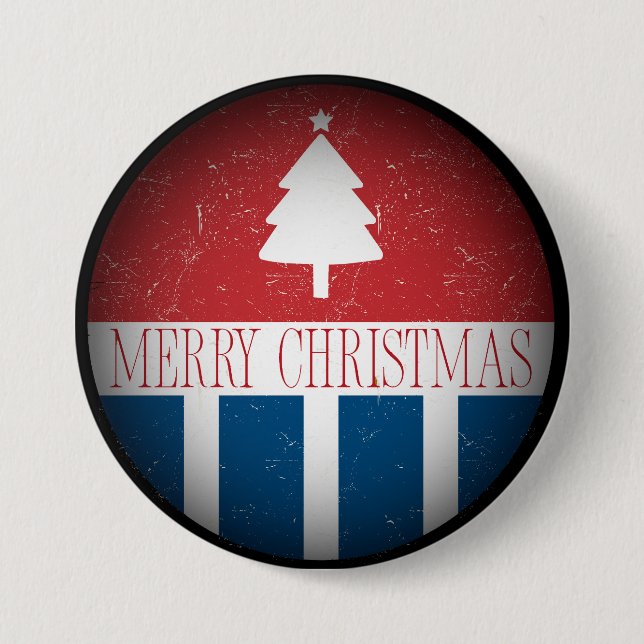 Fröhliche Weihnachten Retro Patriotisch  Button (Vorderseite)