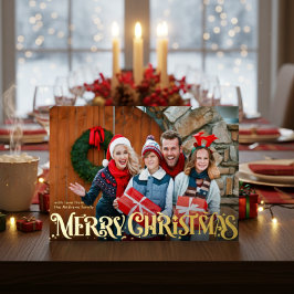 Fröhliche Weihnachten Retro-Schrift | Benutzerdefi Folien Feiertagskarte
