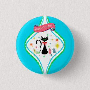 Fröhliche Weihnachten Retro Siamese Katze Button