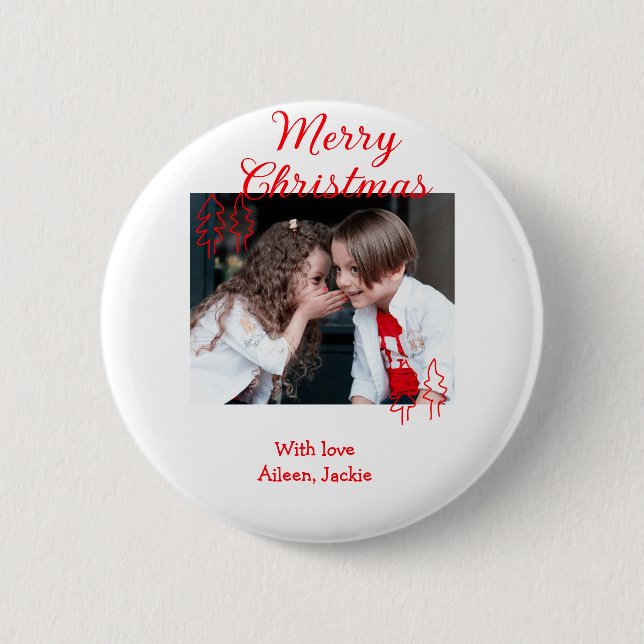 Fröhliche Weihnachten Retro-Weihnachtsbaum Kinderf Button (Vorderseite)
