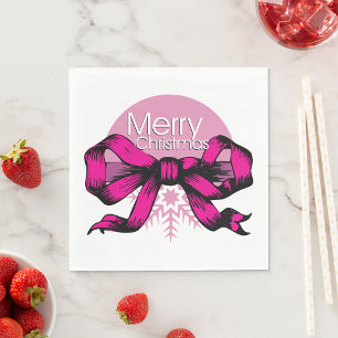Fröhliche Weihnachten Rosa Schleife Serviette