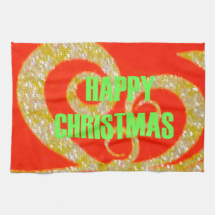 Fröhliche Weihnachten Rot und Gold Kollektion. Geschirrtuch