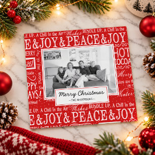 Fröhliche Weihnachten Rot-Weiß-Verse Familienfoto