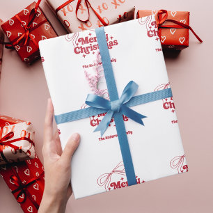 Fröhliche Weihnachten rote handgezeichnete Schleif Geschenkpapier