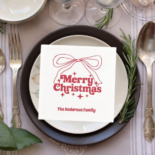 Fröhliche Weihnachten rote handgezeichnete Schleif Serviette