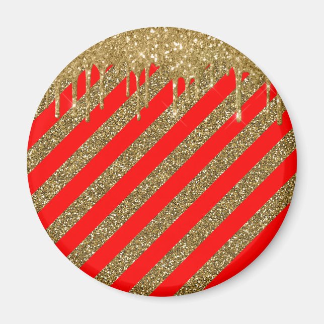 Fröhliche Weihnachten - Roter Glitzer Magnet (Vorne)