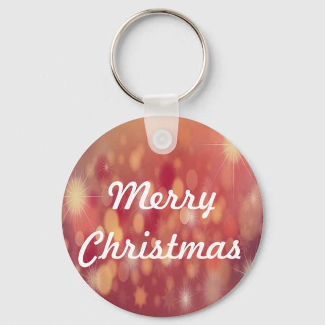 Fröhliche Weihnachten Roter Hintergrund Schlüsselanhänger (Vorderseite)