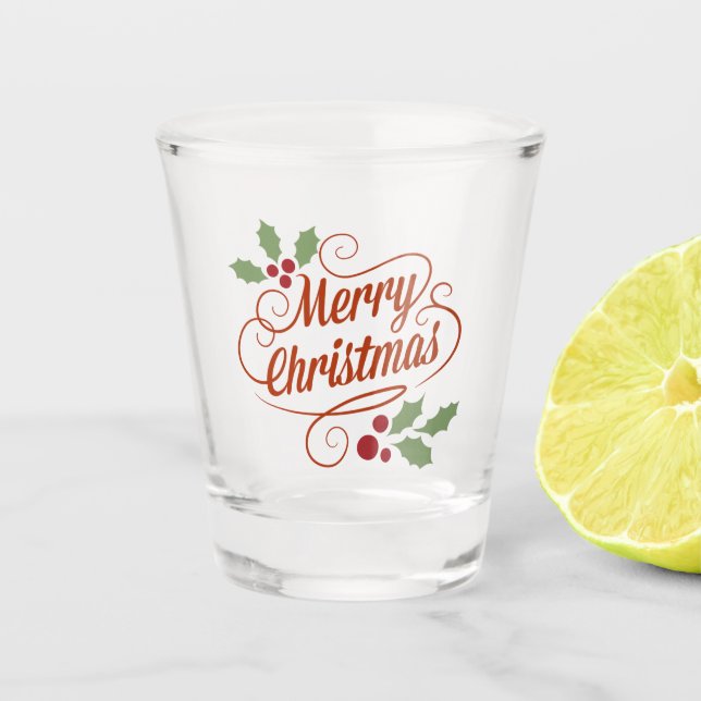 "fröhliche Weihnachten" Schnapsglas (Vorderseite)