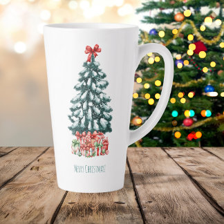 Fröhliche Weihnachten Schnee Tanne Milchtasse