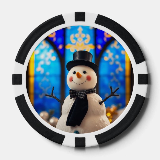 Fröhliche Weihnachten Schneemann Poker Chips (Vorderseite)