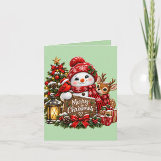 Fröhliche Weihnachten Schneemann Renntier Roter Ka