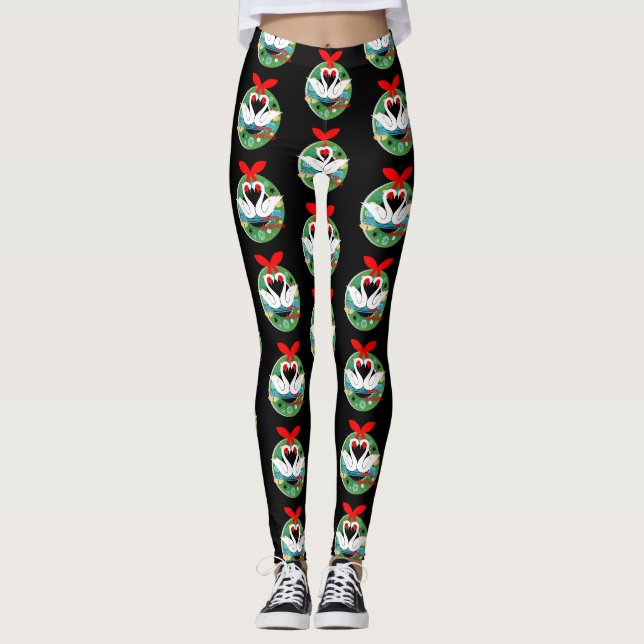 fröhliche Weihnachten Schwäne Leggings (Vorderseite)