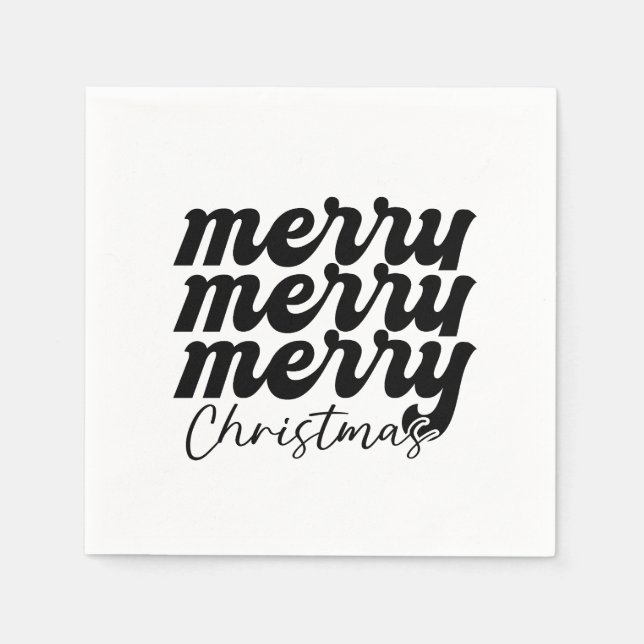 fröhliche Weihnachten schwarz-weiß Serviette (Vorderseite)
