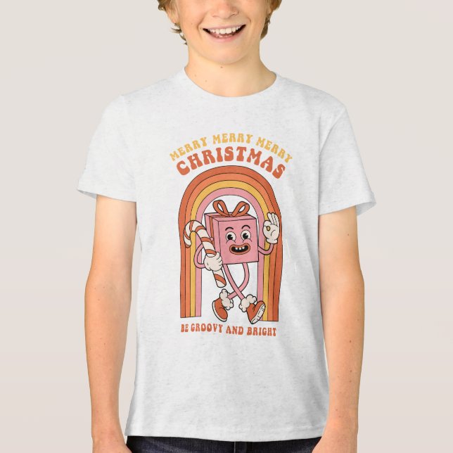 Fröhliche Weihnachten - Sei Groovy und hell Tri-Blend Shirt (Vorderseite)