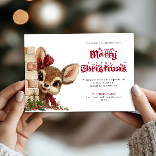 Fröhliche Weihnachten spähender lustiger Rentier F