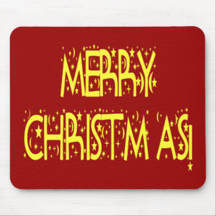 Fröhliche Weihnachten Sterne Nacht Schrift Mousepad