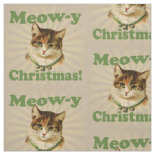 Fröhliche Weihnachten, süße lustige Feiertags-Katz Stoff