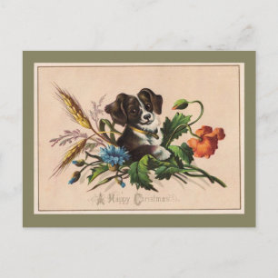 Fröhliche Weihnachten Süßer Hund Vintage-Reprodukt