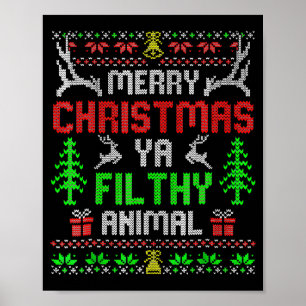 Fröhliche Weihnachten Tier Verdreckt Ya Xmas Famil Poster