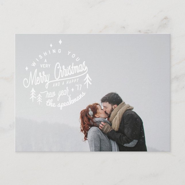 fröhliche Weihnachten und fröhliche Retro des neue Postkarte (Vorderseite)