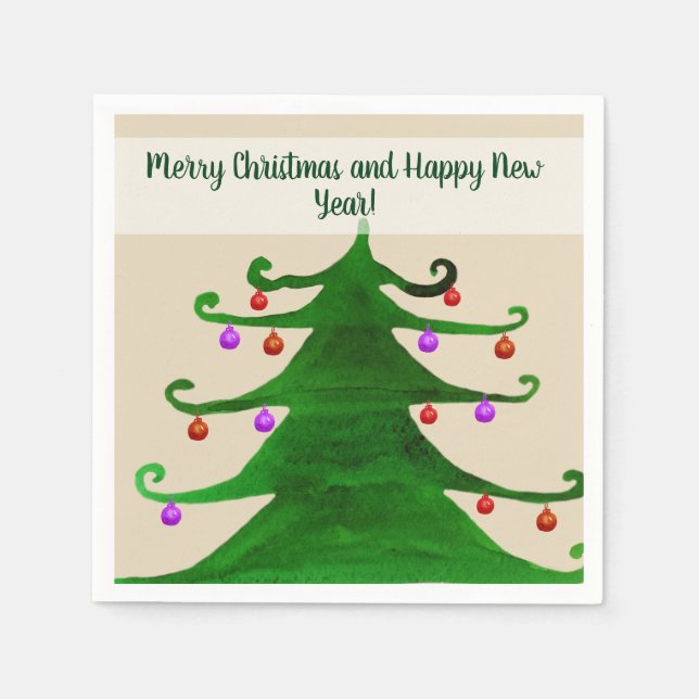 Fröhliche Weihnachten und Glück Neujahr Napkins Serviette (Vorderseite)