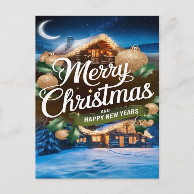 Fröhliche Weihnachten und glückliche neue Jahre Postkarte (Vorderseite)