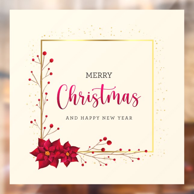 Fröhliche Weihnachten und glückliche Neujahrsklamm Fensteraufkleber (Blatt 2)