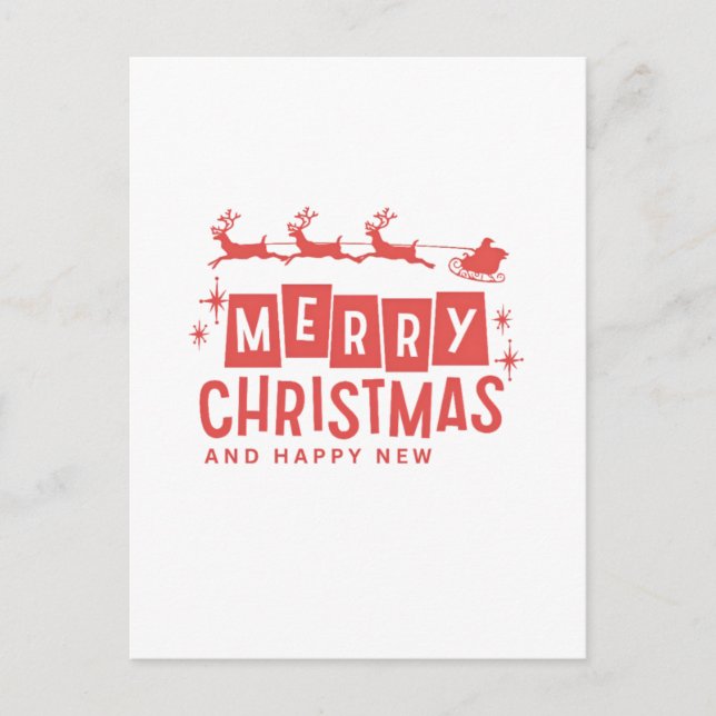 Fröhliche Weihnachten und glückliches neues Jahr Postkarte (Vorderseite)