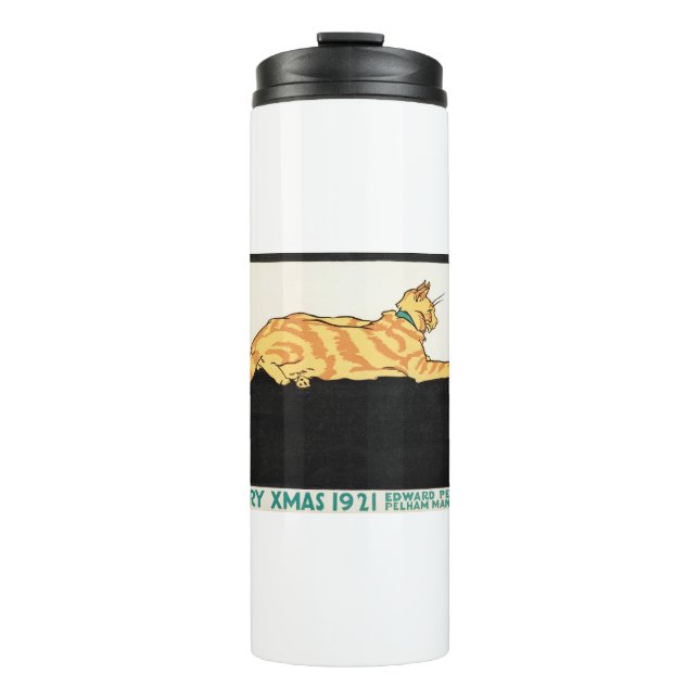 Fröhliche Weihnachten und Katze von Edward Penfiel Thermosbecher (Vorderseite)