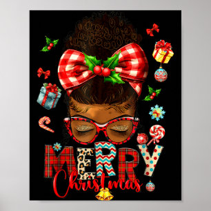 Fröhliche Weihnachten Unordentlicher Dutt Schwarze Poster
