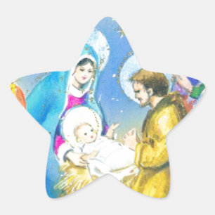 Fröhliche Weihnachten, Vintage französische Weihna Stern-Aufkleber