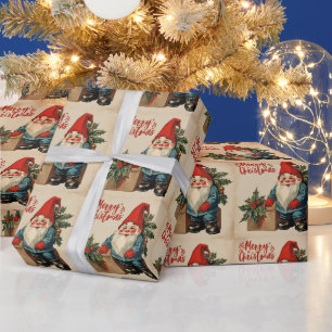 Fröhliche Weihnachten Vintage Gnom Geschenkpapier