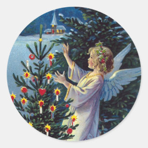 "Fröhliche Weihnachten" Vintage Weihnachten Runder Aufkleber