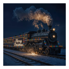 Fröhliche Weihnachten Vintage-Zug im Schnee Poster