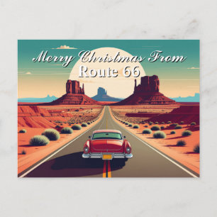 Fröhliche Weihnachten von der Route 66 Retro-Autow Postkarte