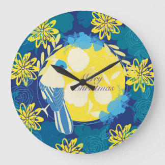 fröhliche Weihnachten, Weihnachten, Vögel, Blume, Große Wanduhr