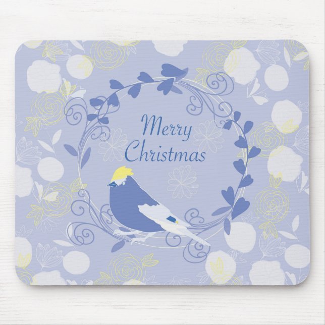 fröhliche Weihnachten, Weihnachten, Vögel, Blume,  Mousepad (Vorne)