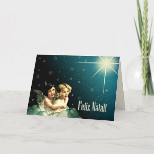 Fröhliche Weihnachten. Weihnachtskarte auf Portugi Feiertagskarte