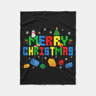 Fröhliche Weihnachts-Blöcke Bausteine Xmas Fleecedecke