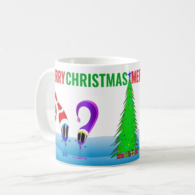Fröhliche Weihnachts-Cartoon Kaffeetasse (Vorderseite Links)